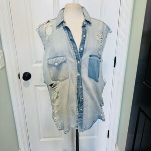 Carmar Light Blue Denim Top or Vest
